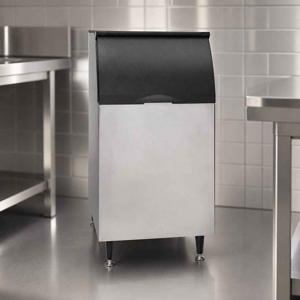 Commercial Ice Storage Bin with 170kg capacity in stainless steel