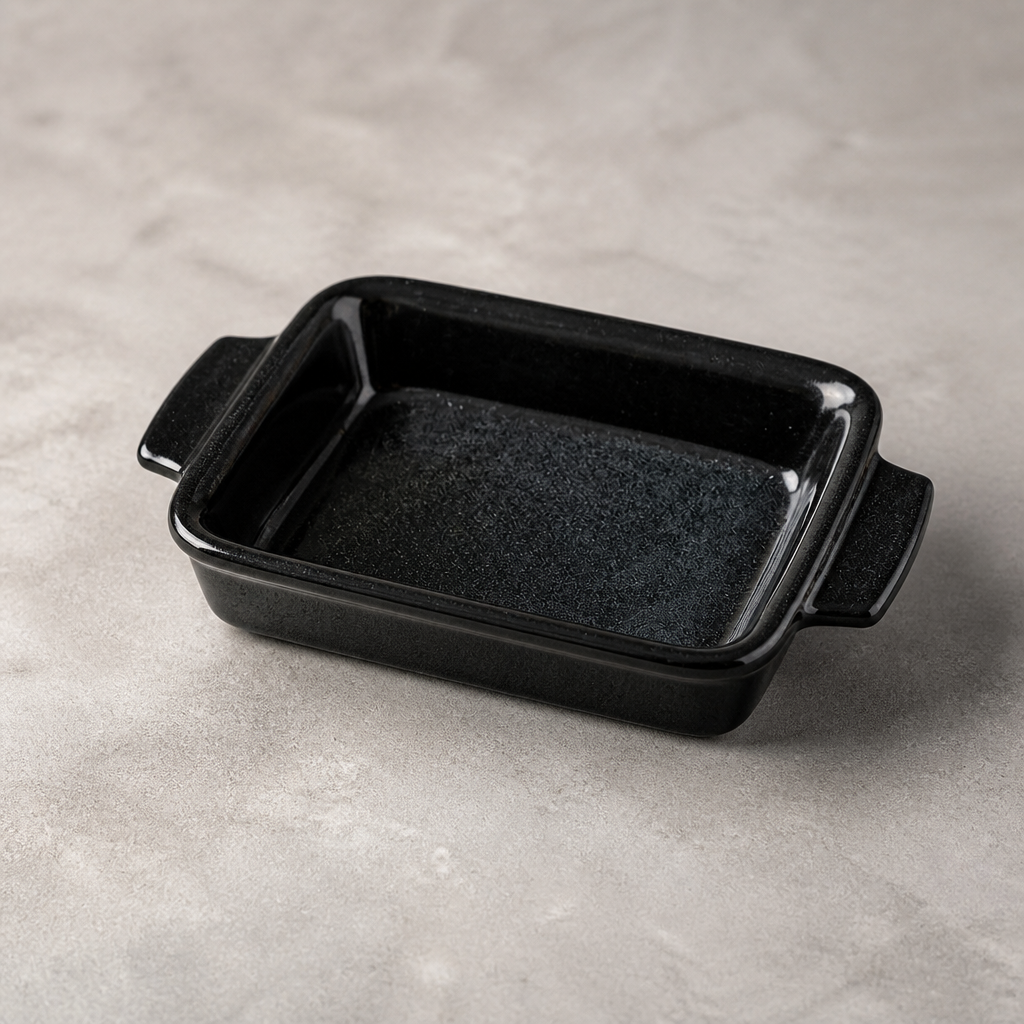 Commercial Black Igneous Stoneware Rectangle Dishes 170mm 6 Pack