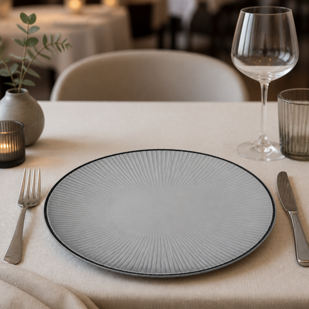 295mm Round Charger Plates - 6 Pack - Commercial Glass Dinnerware