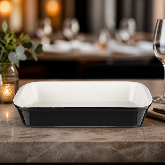 Commercial Cast Iron Roasting Dish 3L Enamelled Black
