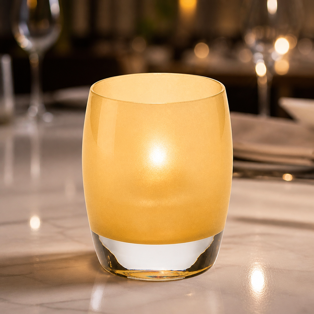 Commercial Satin Gold Glass Votives 95mm - 12 Pack