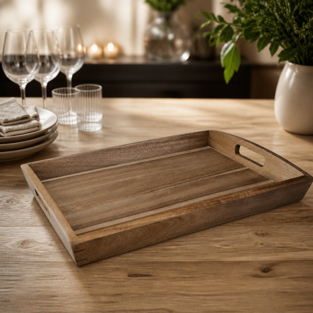 Commercial Acacia Wood Rectangular Tray 350x508mm