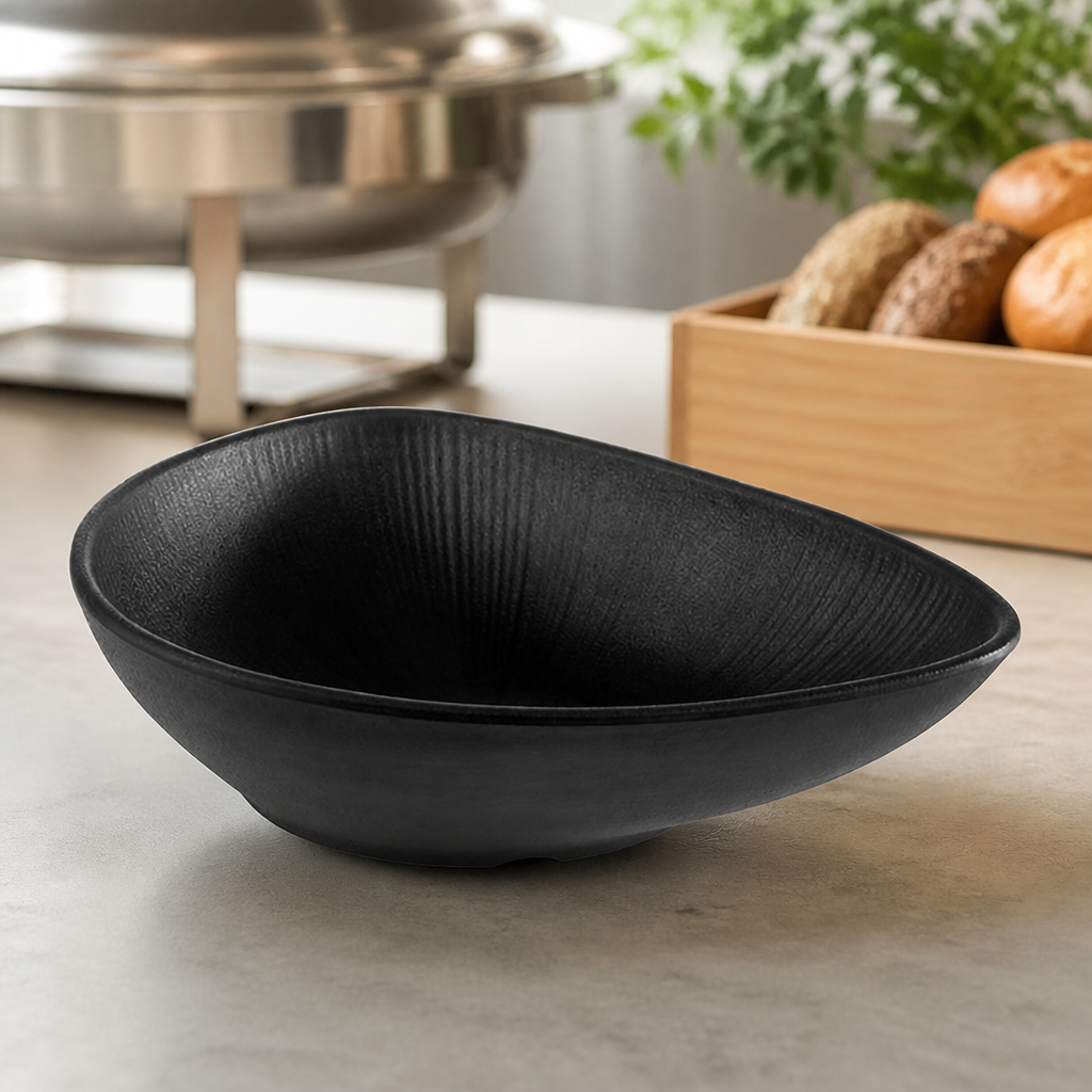 Commercial Melamine Bowl 1Ltr Black 280x220mm Dishwasher Safe