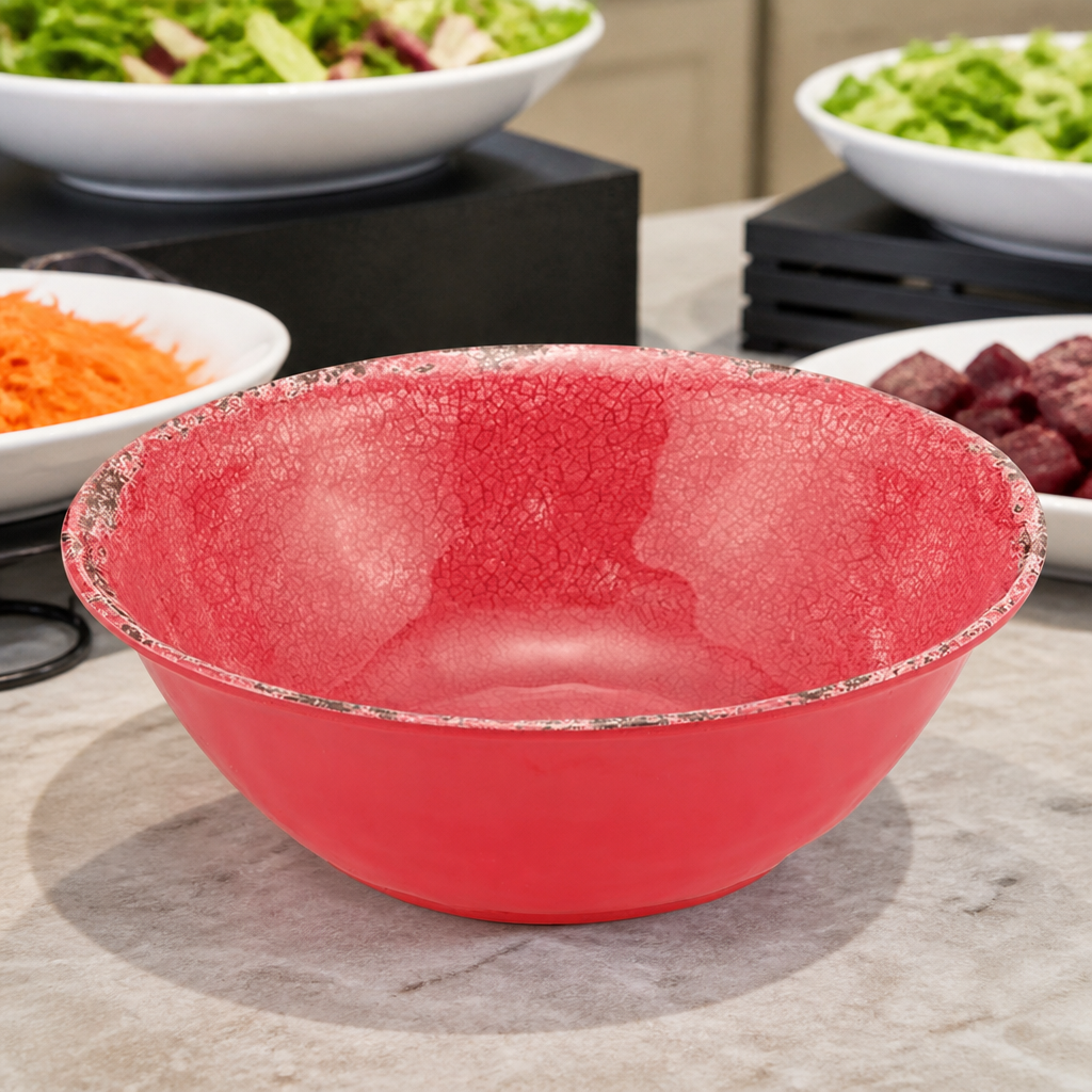 Commercial Melamine Bowl 1.3L Red Moroccan Style