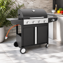 Commercial 4 Burner Gas Barbecue with Hob 700x420mm Cooking Area