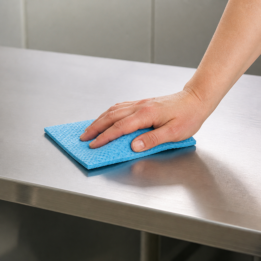 Pack of 10 blue scourers and sponges for commercial cleaning