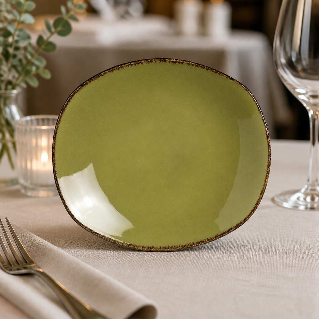 Commercial Olive Spice Plates 202mm - 24 Pack Porcelain