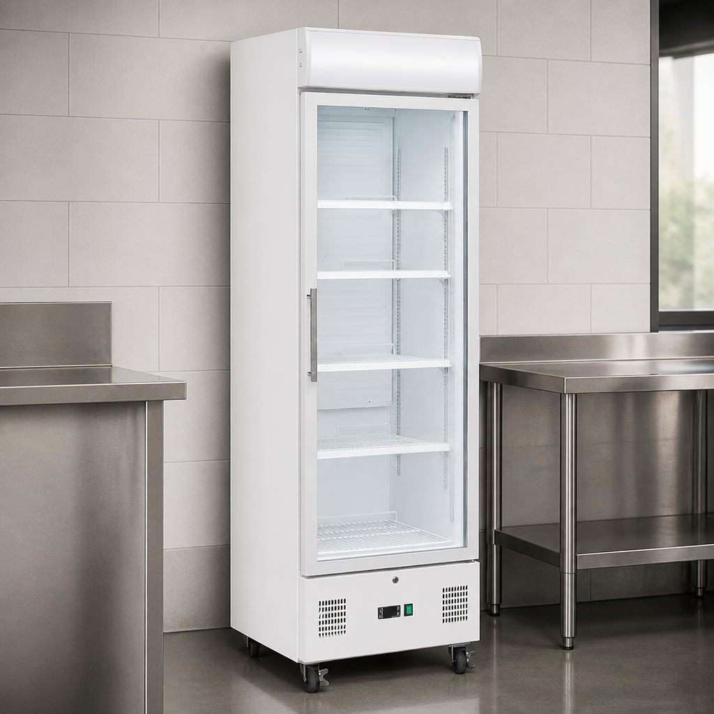 350Ltr Commercial Upright Display Fridge with Glass Doors