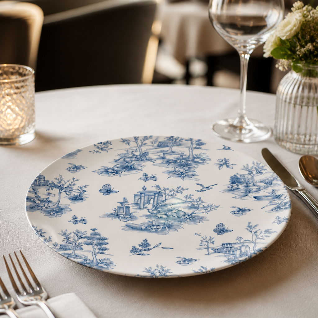 Commercial Deep Coupe Plates 255mm Vintage Toile 12 Pack