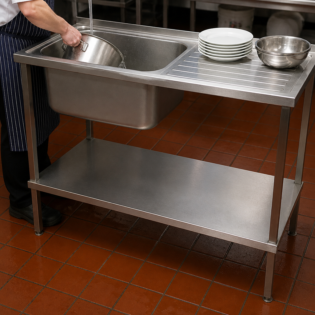 Commercial Stainless Steel Sink with Right Hand Drainer 1500mm