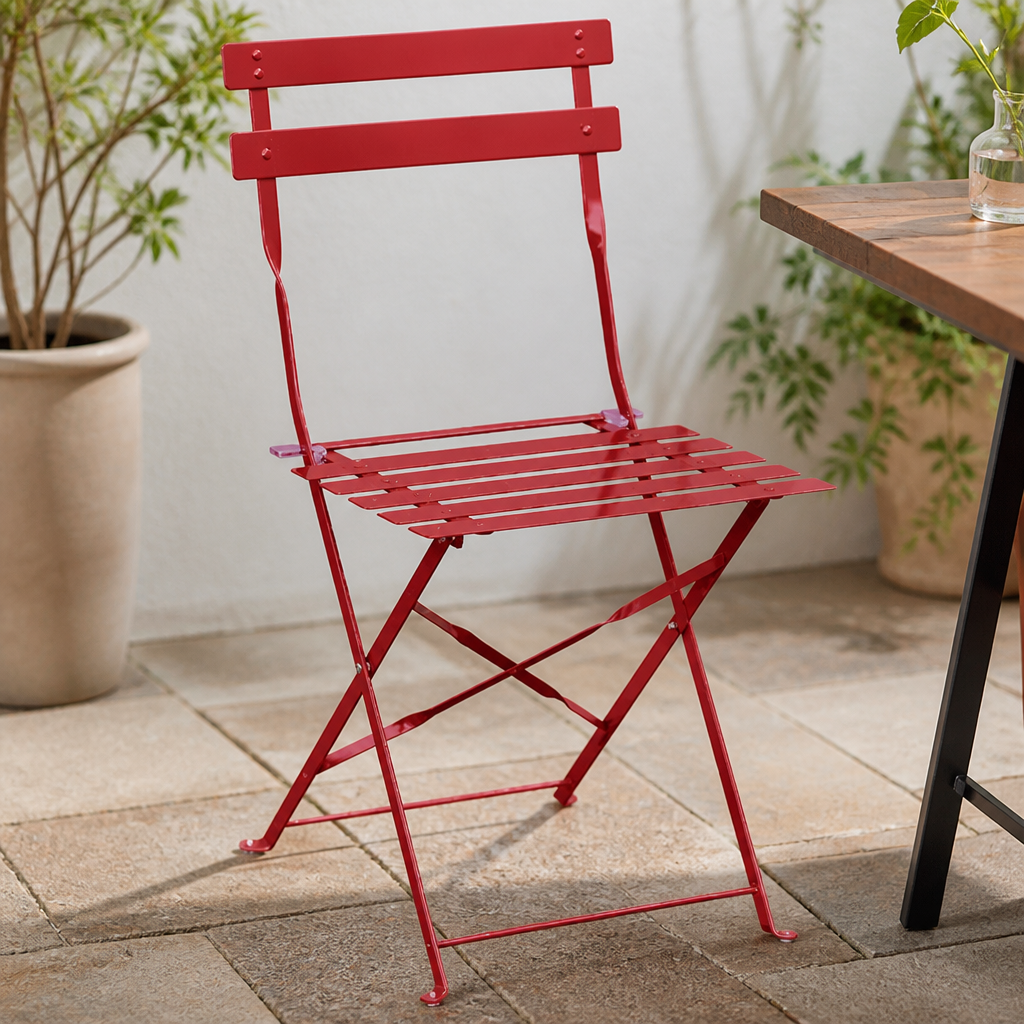 Commercial Red Folding Chairs Outdoor Seating 2 Pack