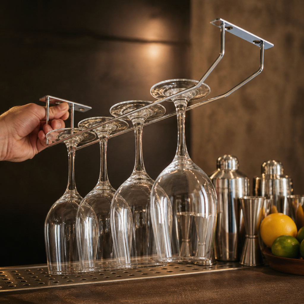 Commercial Wine Glass Rack 406mm in chrome finish