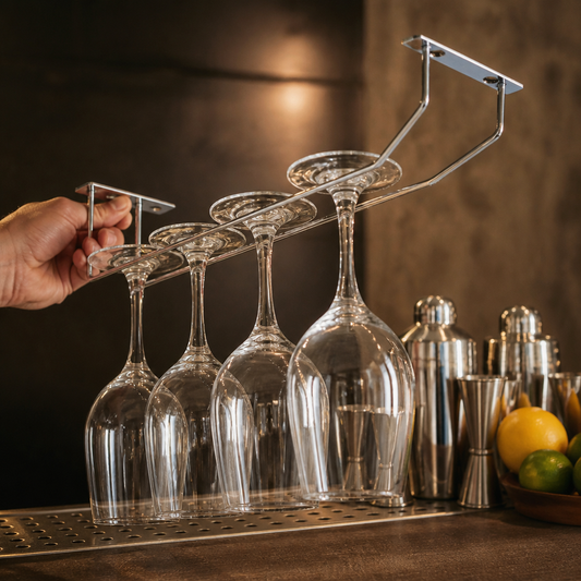 Commercial Wine Glass Rack 406mm Chrome Storage Solution