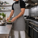 Commercial Staff Bib Apron Black White Check 710x960mm