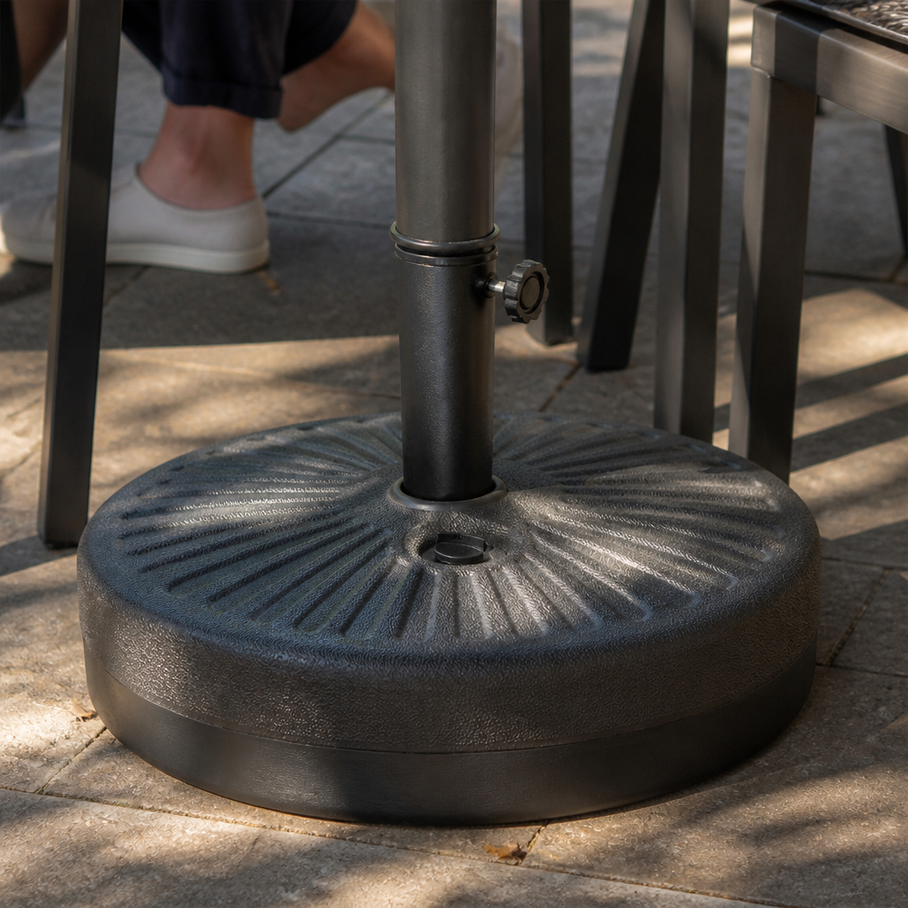 20L Commercial Parasol Base in black plastic for stability support