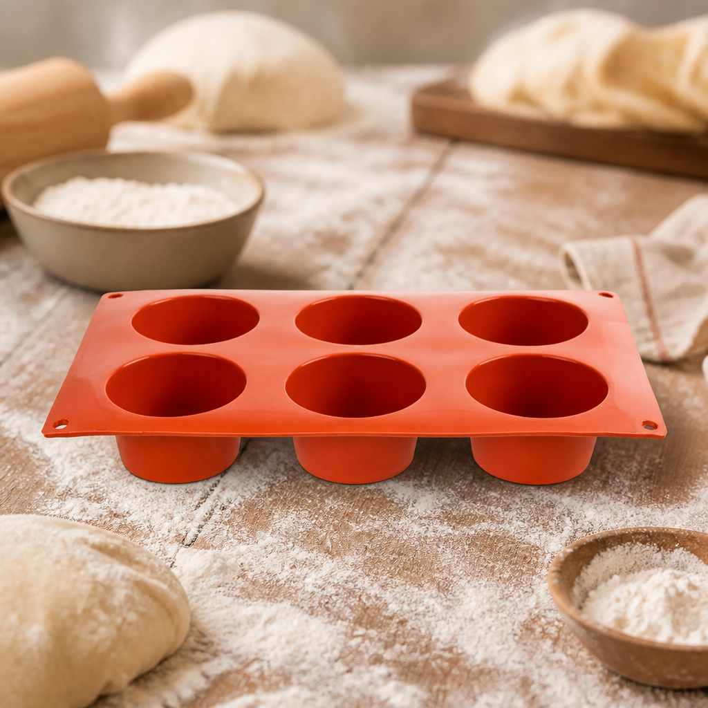 Commercial 6 Cup Silicone Muffin Mould, dishwasher safe