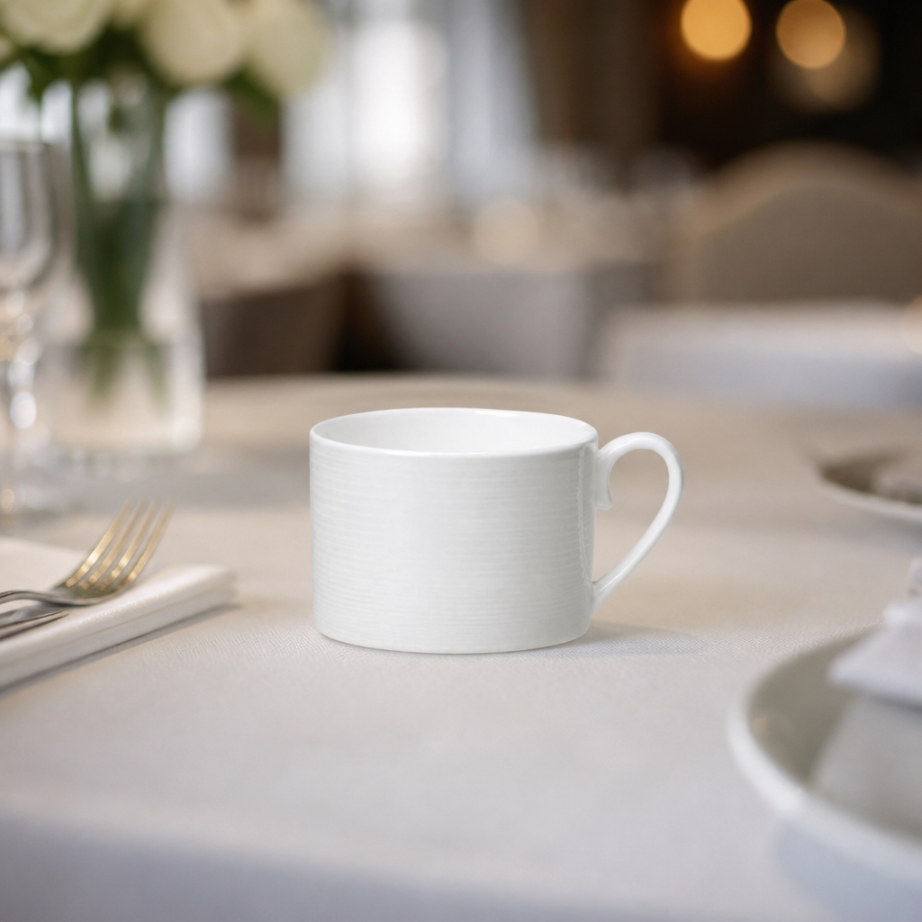 200ml Commercial Bone China Teacups - 12 Pack Spiro Design