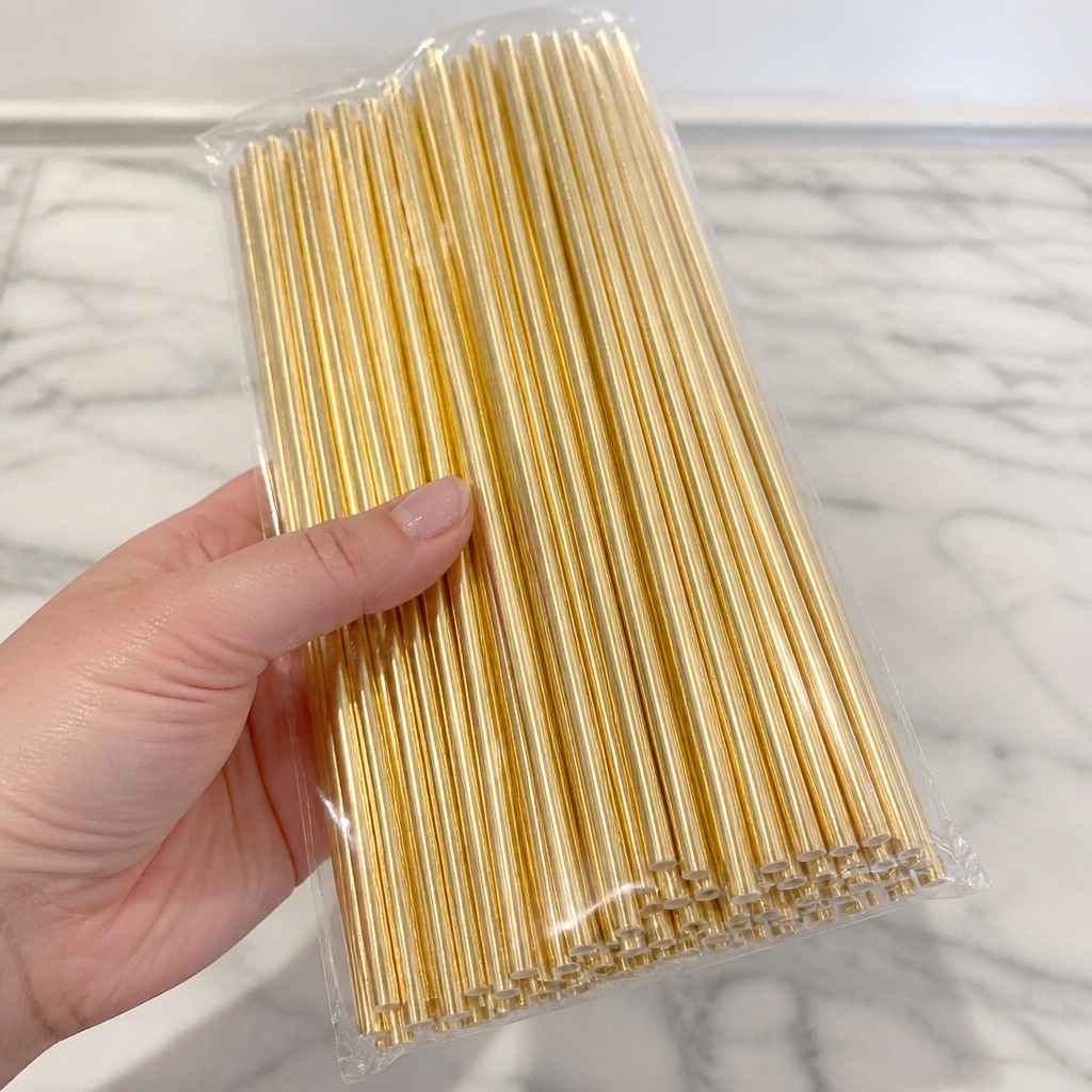 Biodegradable Paper Straws Gold 250 Pack for parties