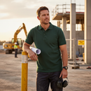 Premium Heavyweight Polo Shirt 250 GSM - Bottle Green with Knitted Collar and Taped Side Vents