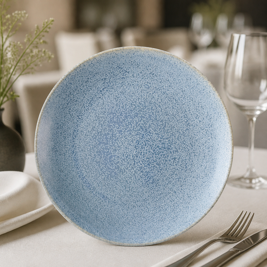 Commercial Coupe Plates 255mm Blue Reactive Glaze 6 Pack