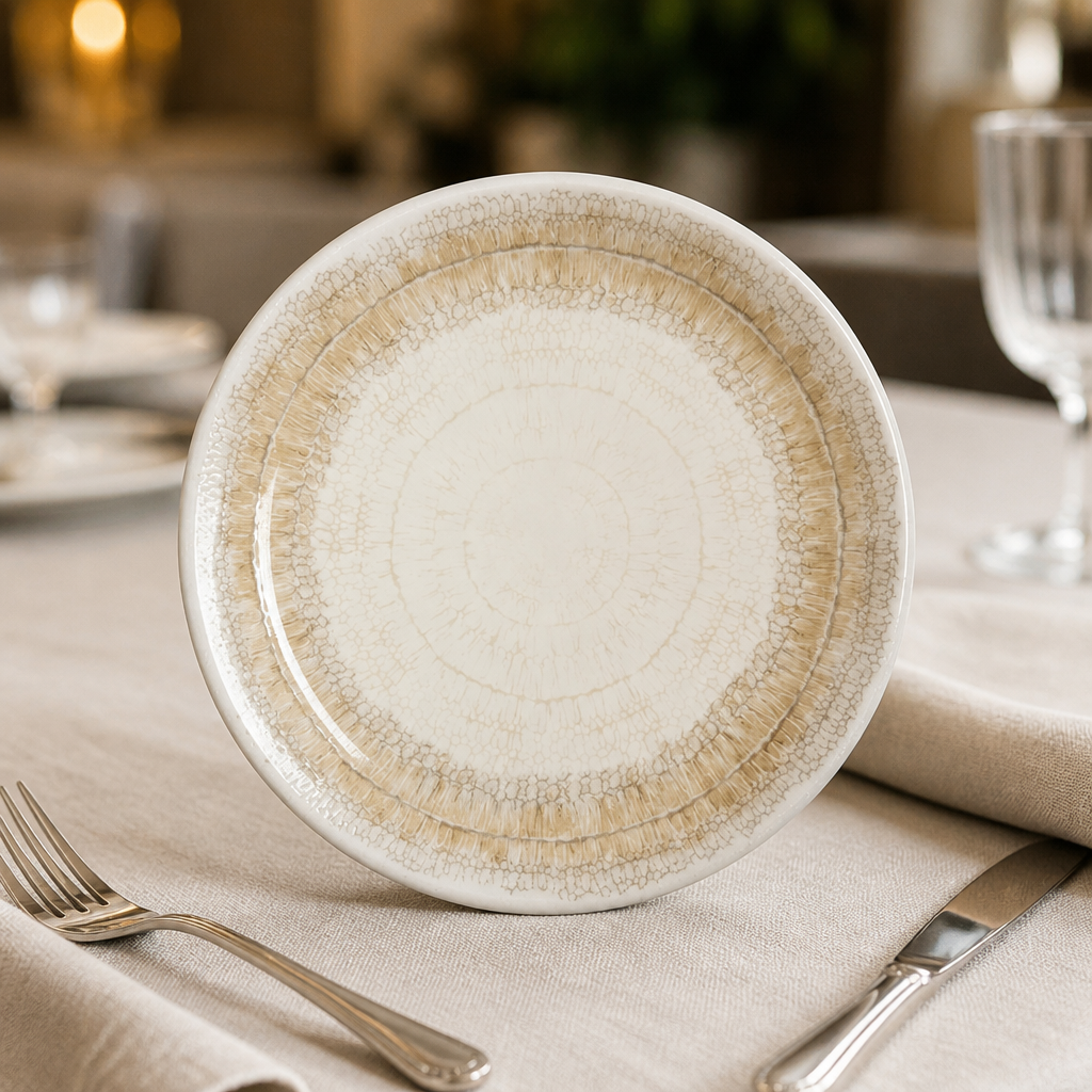 Commercial 255mm Beige Coupe Plates 12 Pack