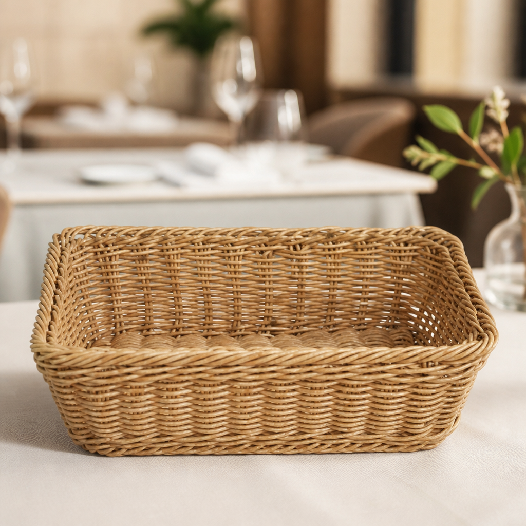 Commercial Rectangular Serving Basket 300x230mm Light Brown