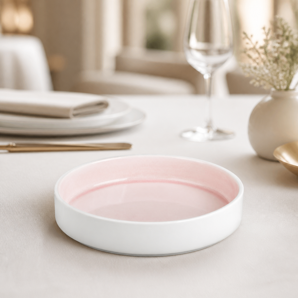 Commercial Fondant Stacking Bowls 215mm 4 Pack Pink Porcelain