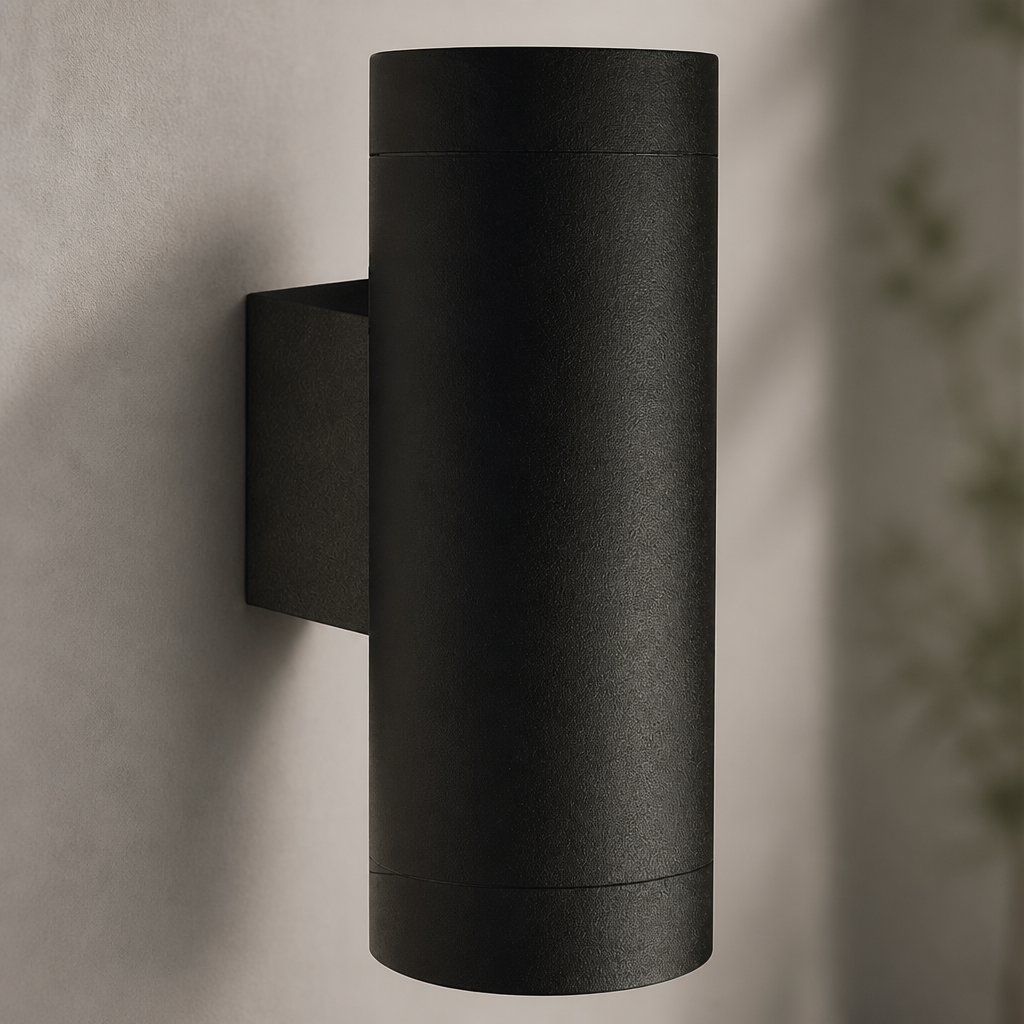 Double Outdoor Wall Light for Bulbs - Black Metal