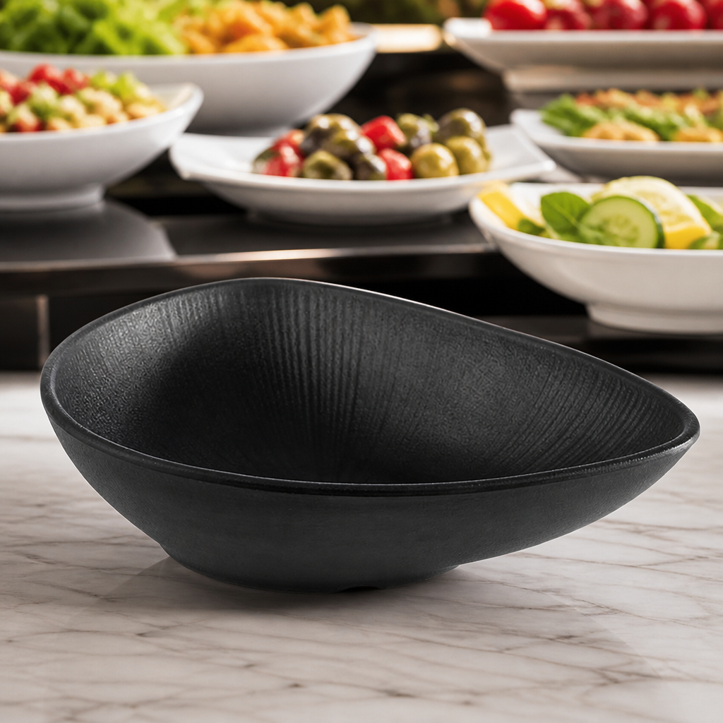 Commercial Melamine Bowl 1Ltr Black 280x220mm