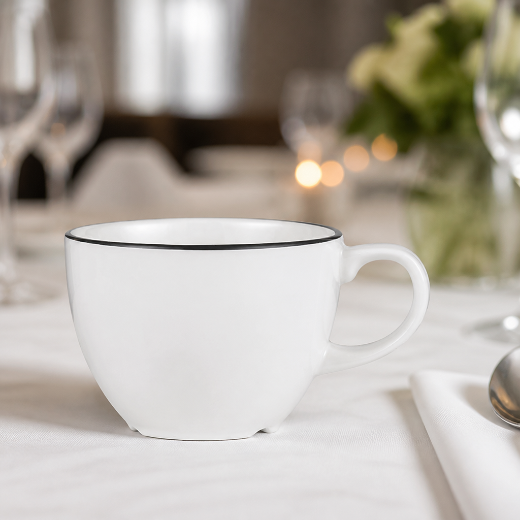 Elegant 206ml Fine China Cups - 24 Pack for Catering