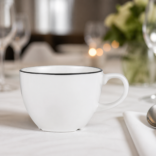 Elegant 206ml Fine China Cups - 24 Pack for Catering