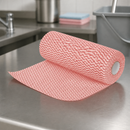 Commercial Non-Woven Red Cleaning Cloths Roll of 100 Sheets