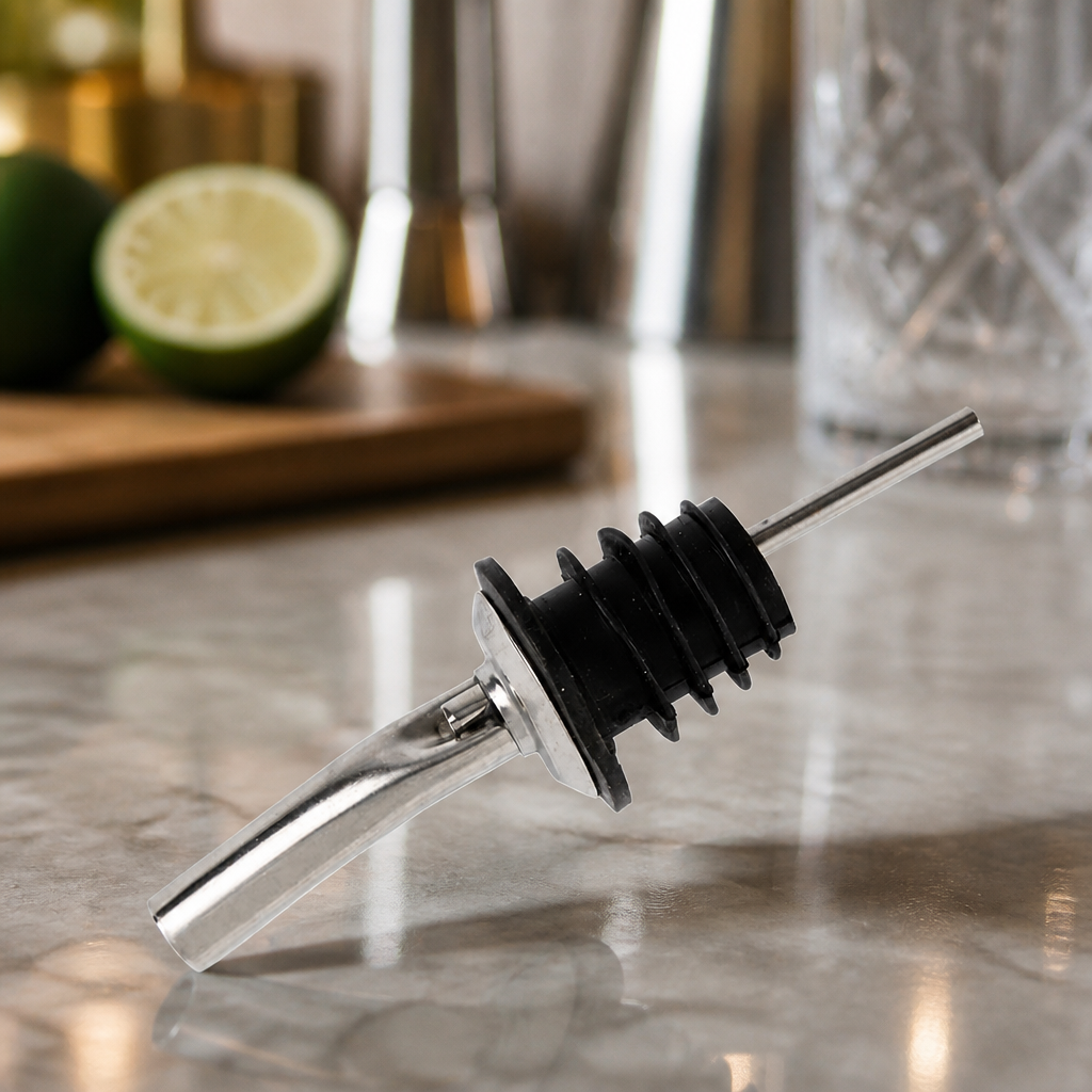 Commercial Fast-Flow Spirit Pourer with Chrome Tapered Spout
