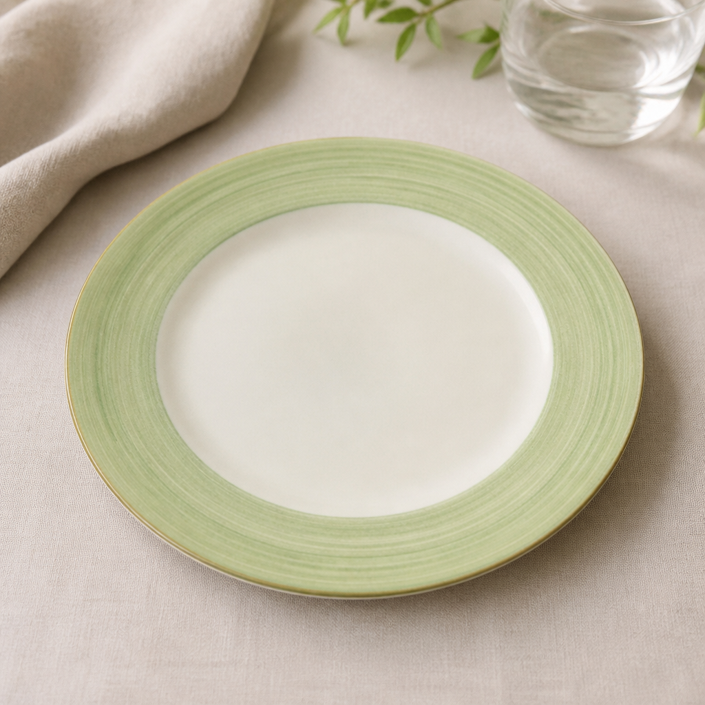 Commercial Green Slimline Plates 255mm - 24 Pack Porcelain