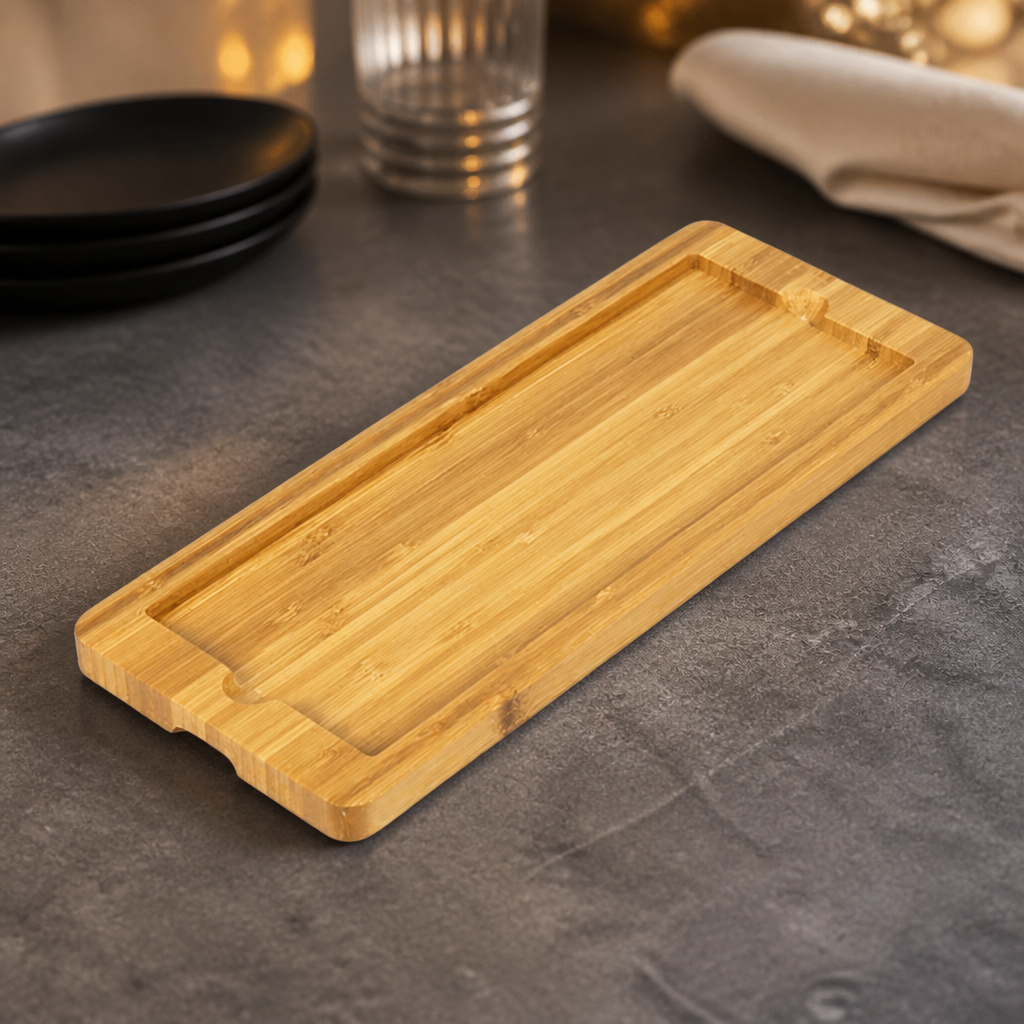 Wooden base for rectangular slate platter 130x330mm