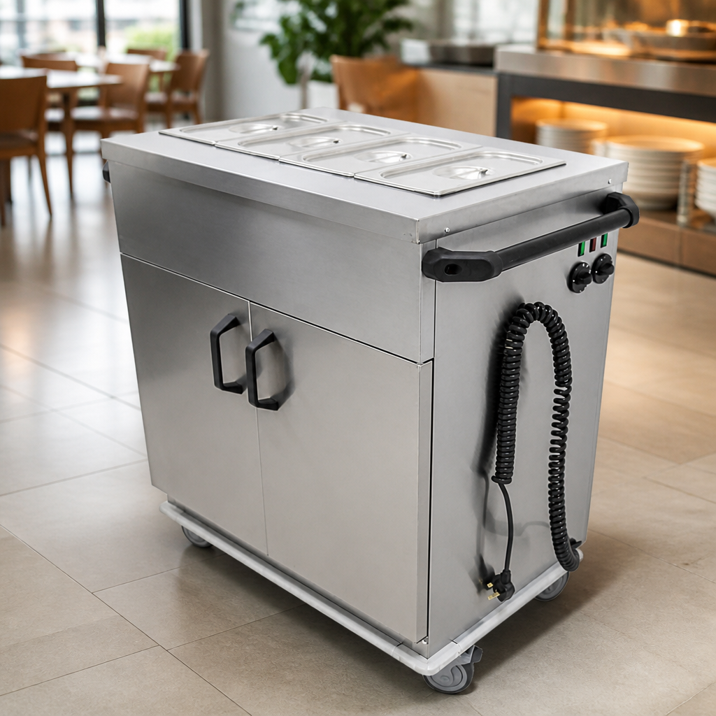 Mobile Servery Hot Cupboard with Bain Marie Top for 30 Meals