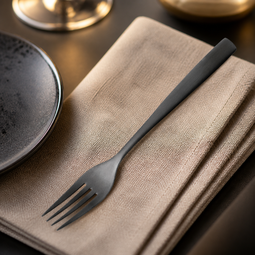 Commercial black cake forks 12 pack stainless steel cutlery