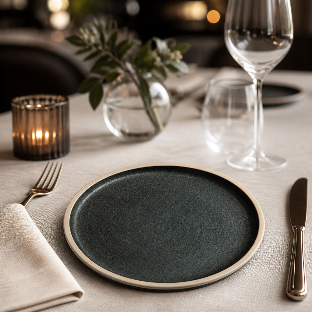 Commercial Green Stoneware Flat Plates 180mm 6 Pack