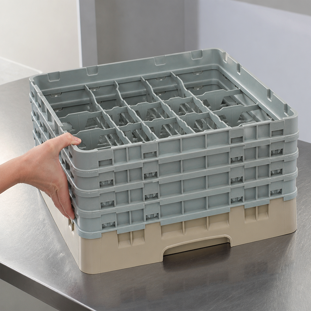 Commercial Glass Rack with 16 Compartments for Glassware
