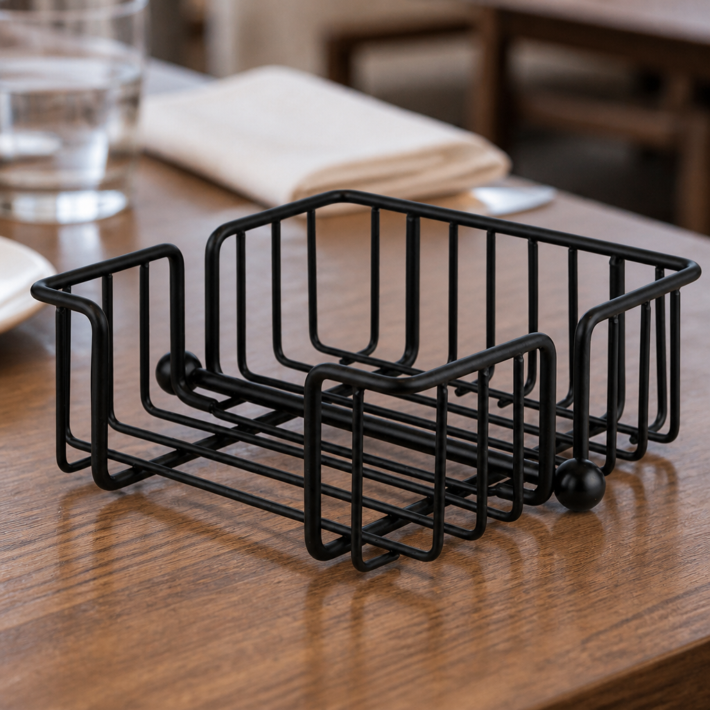 Commercial Metal Napkin Holder Black 190 x 190 x 75mm