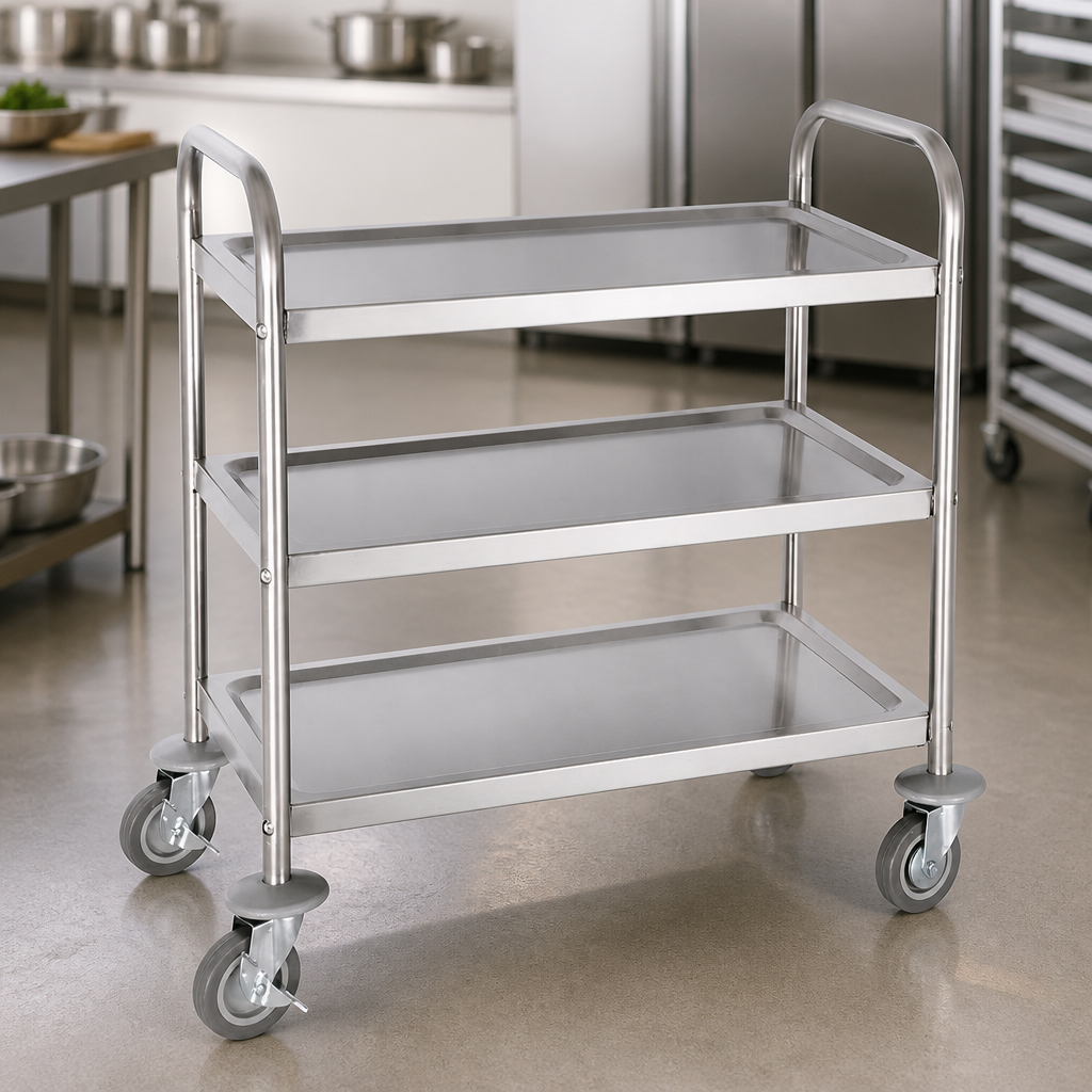 Commercial 3 Tier Stainless Steel Clearing Trolley Utility Cart