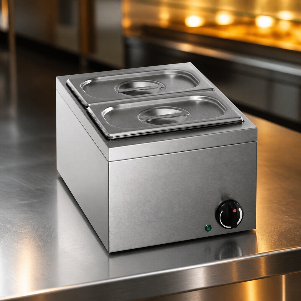 Commercial Bain Marie 2x GN 1/4 Pans 250W Dry Heat