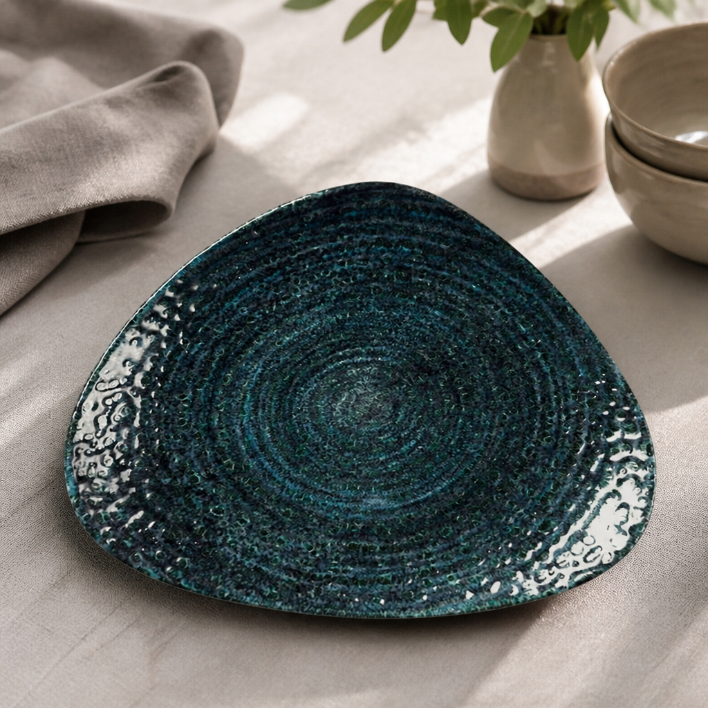 Commercial Triangle Plates 192mm Blue - 12 Pack Super Vitrified