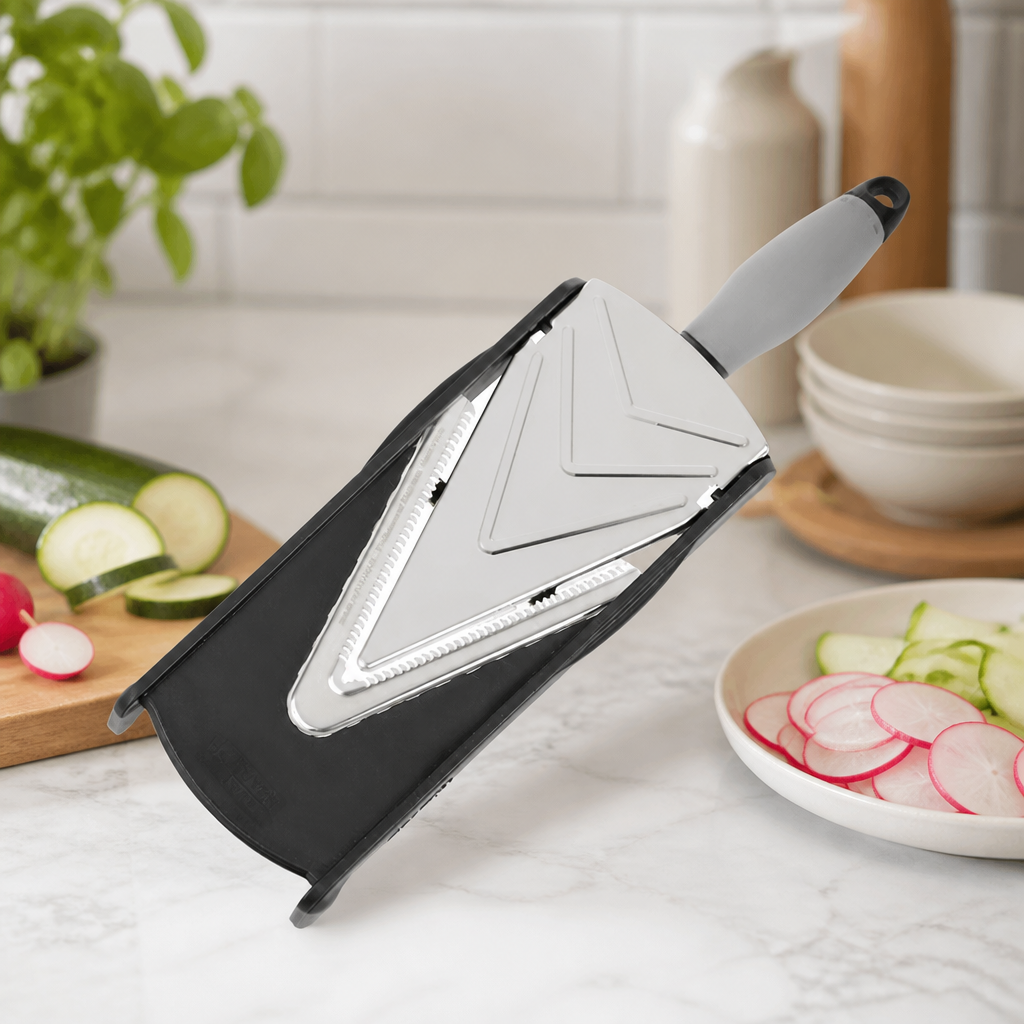 Commercial Mandoline Slicer with Protective Pusher and Anti-Slip Legs