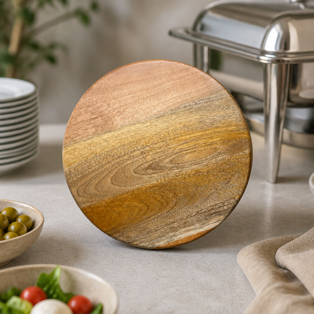 Commercial Round Display Stand 300mm Mango Wood