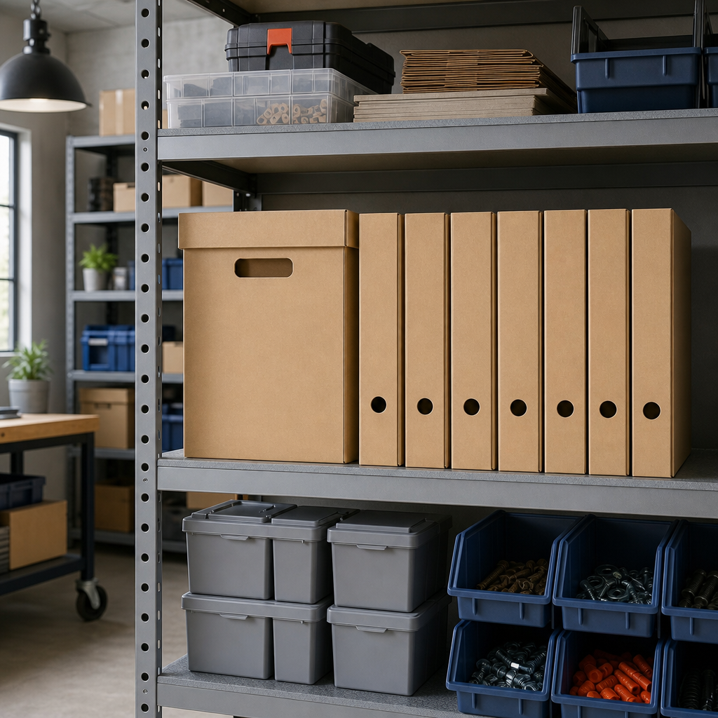 Cardboard Archiving Set with Storage Box and 6 Archive Files