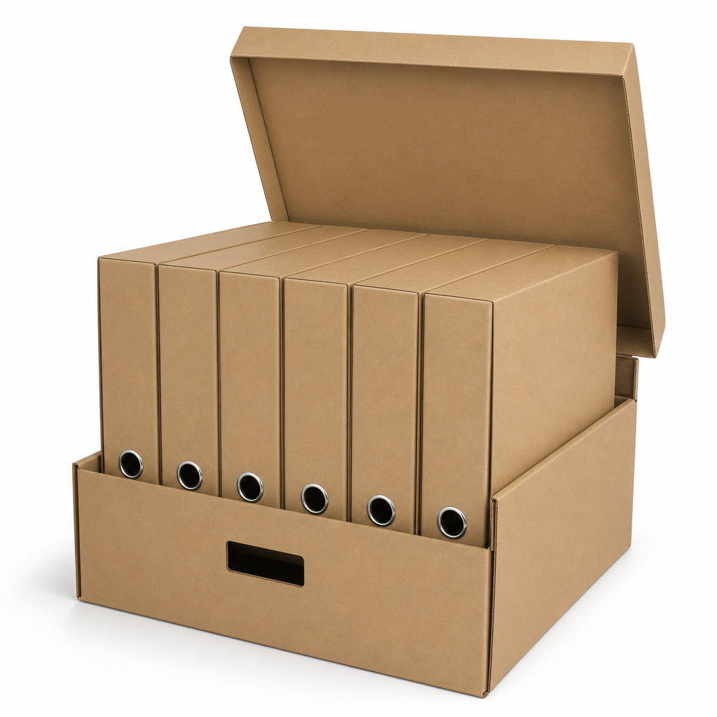 Cardboard Archiving Set with Storage Box and 6 Archive Files