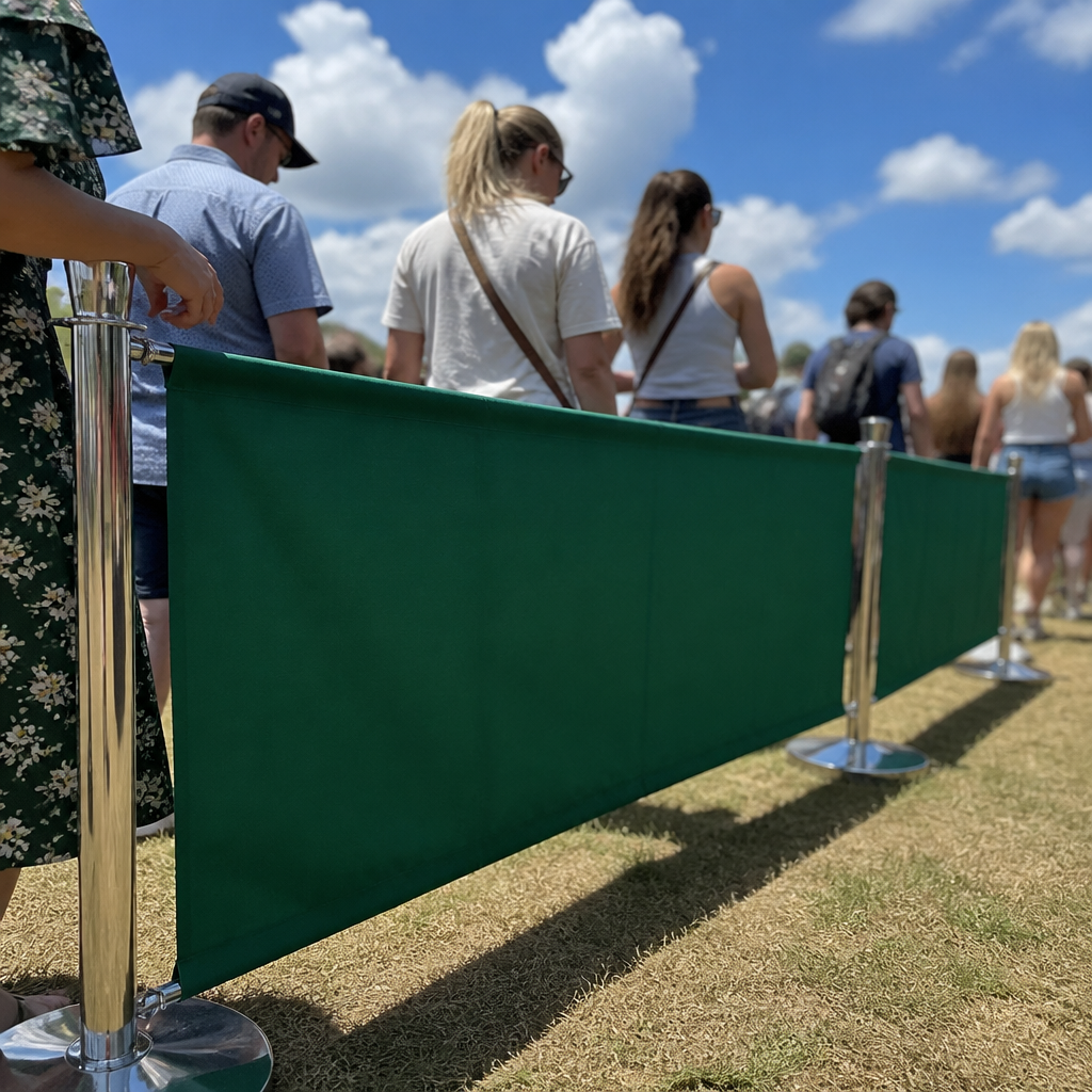 Green Canvas Barrier 700mm High for Queuing Systems