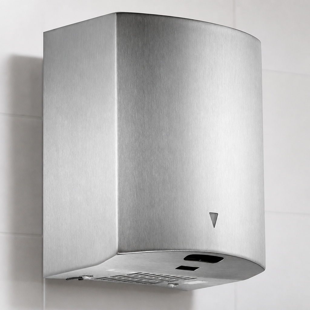 Commercial Hand Dryer 1.6kW Brushed Satin High Traffic Area