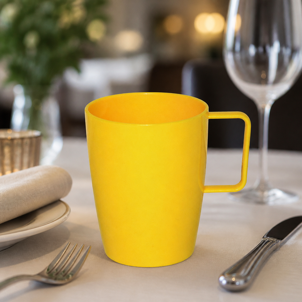 Commercial Polypropylene Handled Beakers 348.7ml Yellow 12 Pack